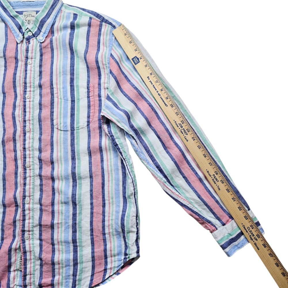 J Crew Slim Shirt Mens XL Striped Baird McNutt 100% Irish Linen Long Sleeve - Picture 11 of 11